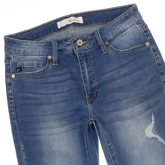 KanCan Jeans Juniors 9/28 Skinny Distressed Released Hem Blue Stretch 28 x 27 - Picture 2 of 10